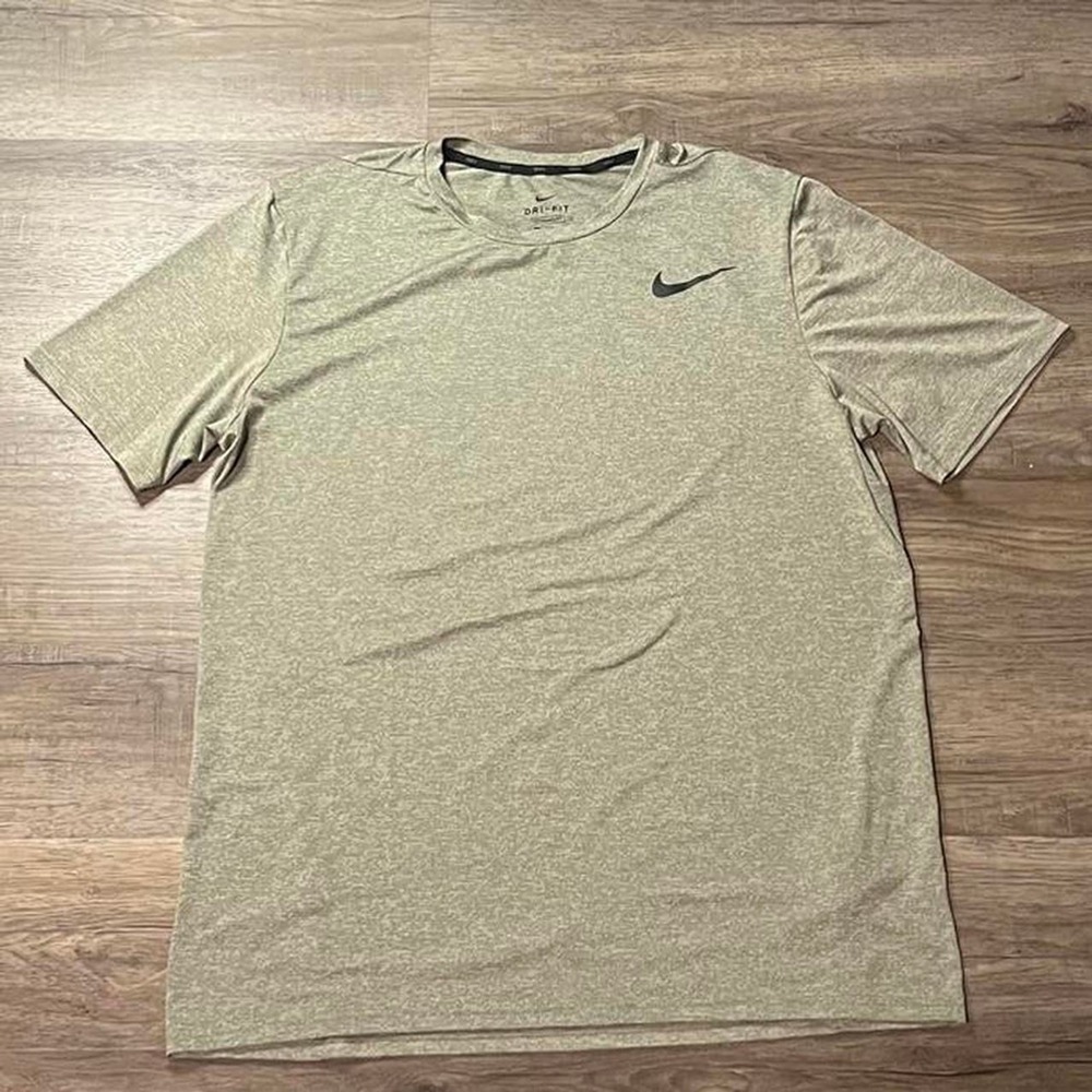 Nike Khaki Green Dri-Fit Retro Sportswear Running Shirt size large